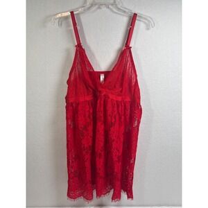 Cacique Red Floral Lace Babydoll Chemise Lingerie Heart Charm Women 18/20